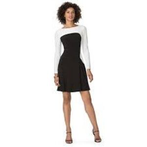 Chaps Color Block Fit and Flare Long Sleeve Dress XL